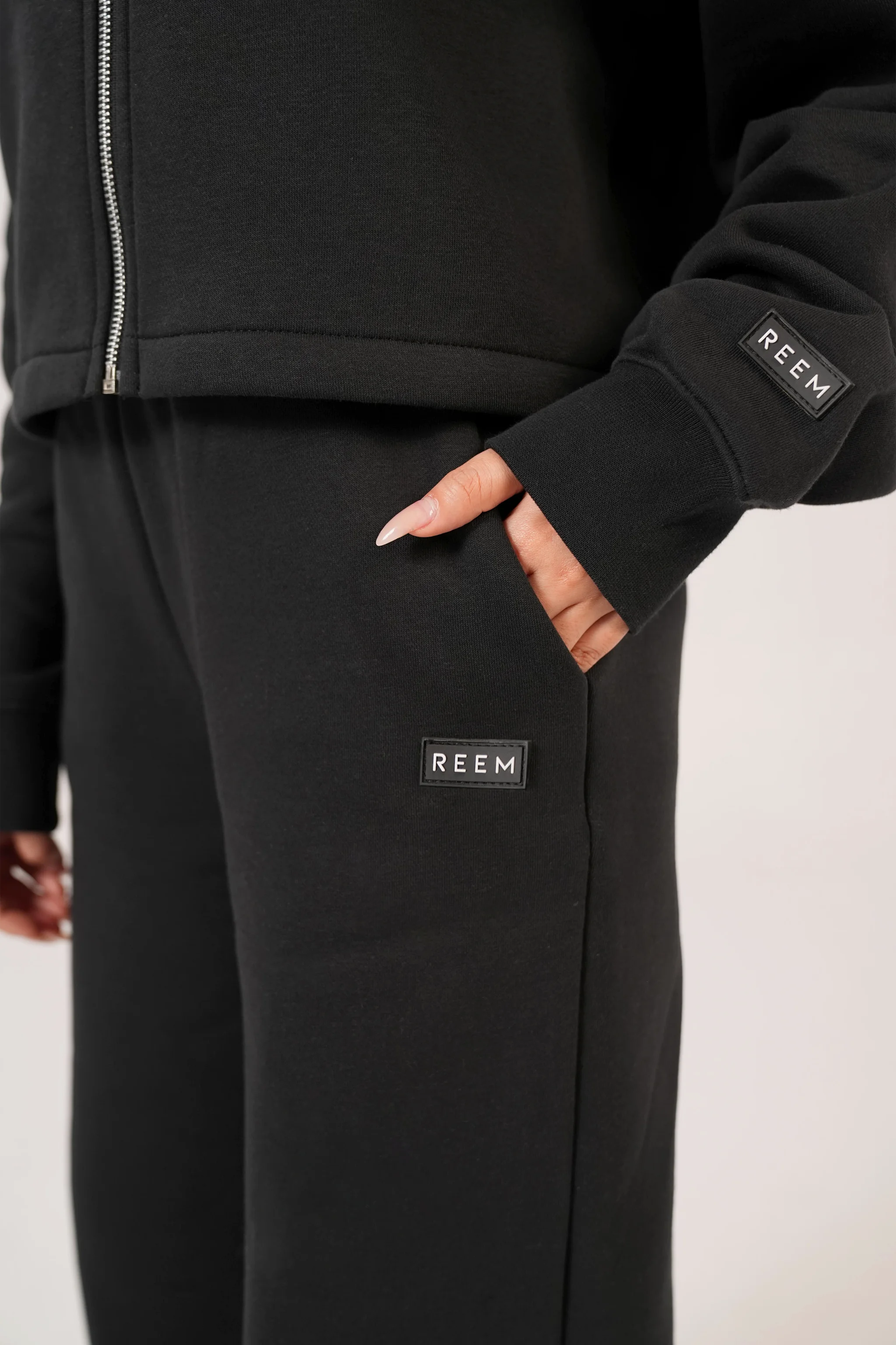 Signature Crop Hoodie Co-ord set - Coal Black