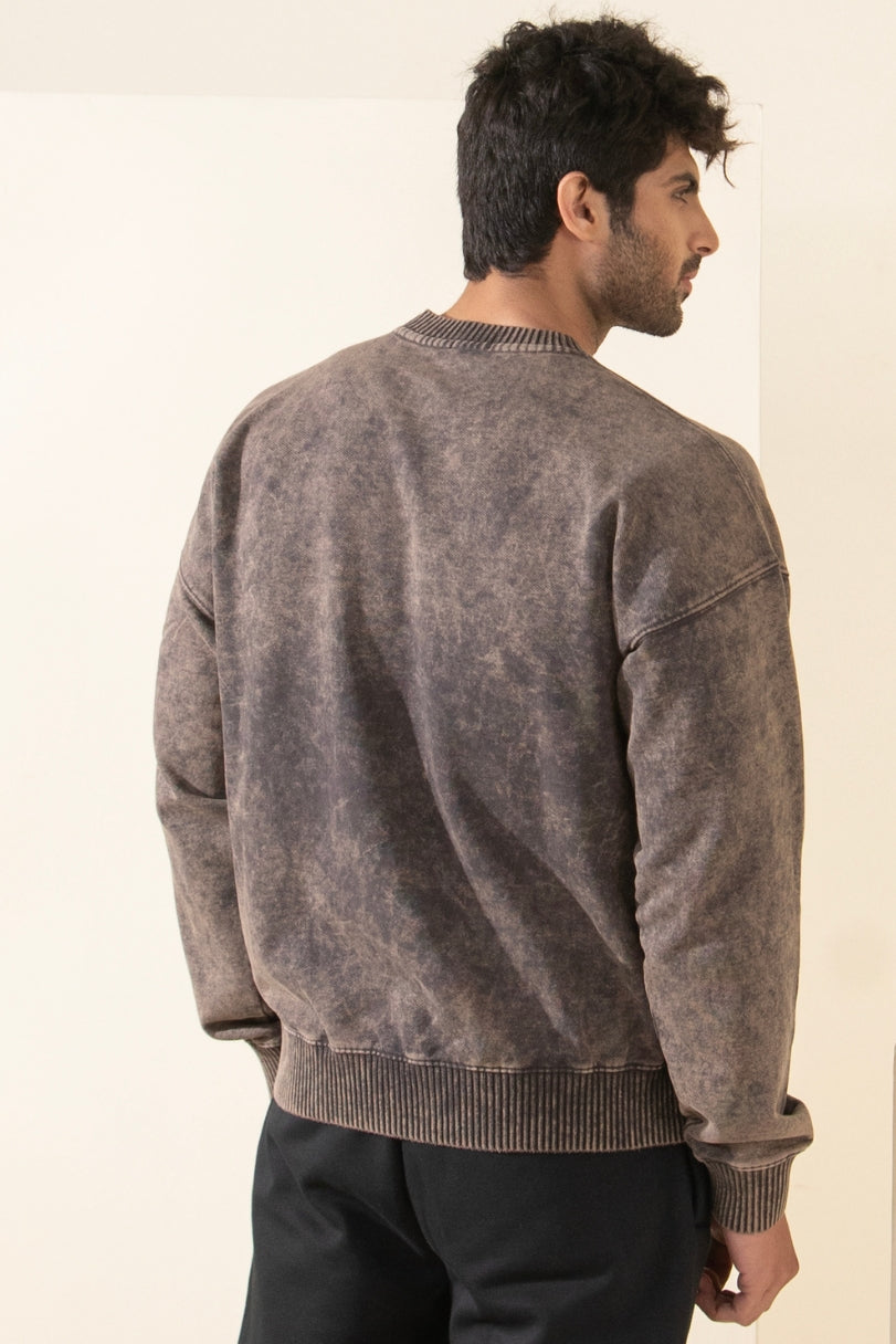 Acidwash Sweatshirt Men- Polar Brown
