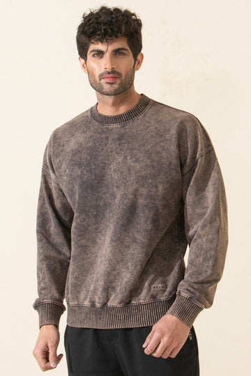 Acidwash Sweatshirt Men- Polar Brown