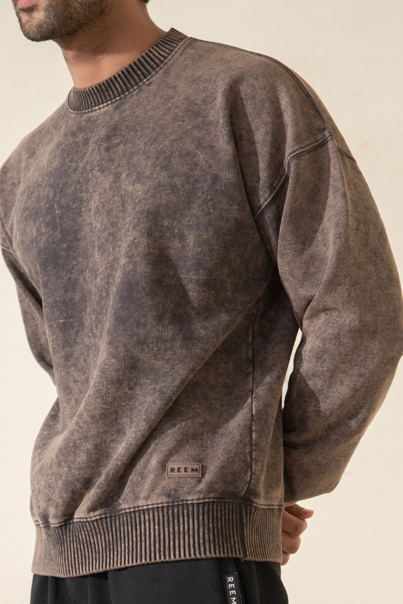 Acidwash Sweatshirt Men- Polar Brown